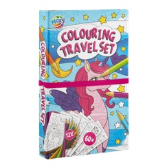 Detská cestovná omaľovacia sada - 1 kniha a 12 ceruziek (Jednorožec)