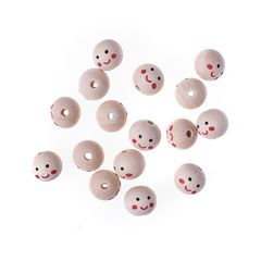 Holzperlen mit Gesichtern 20mm / 16 Stück