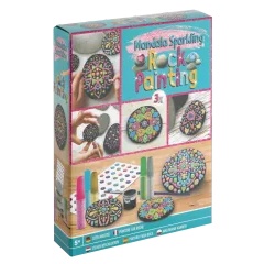 Mandala Rock Painting Kit - 3 Steine & Glitzerfarben 