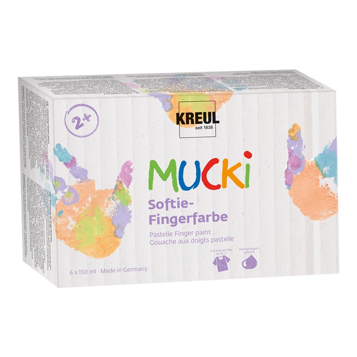 Pastell-Kinderfingerfarben MUCKI / 6er Set à 150 ml