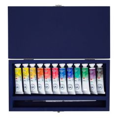 Professionelle Aquarellfarben White Nights in Holzbox 12 x 10 ml